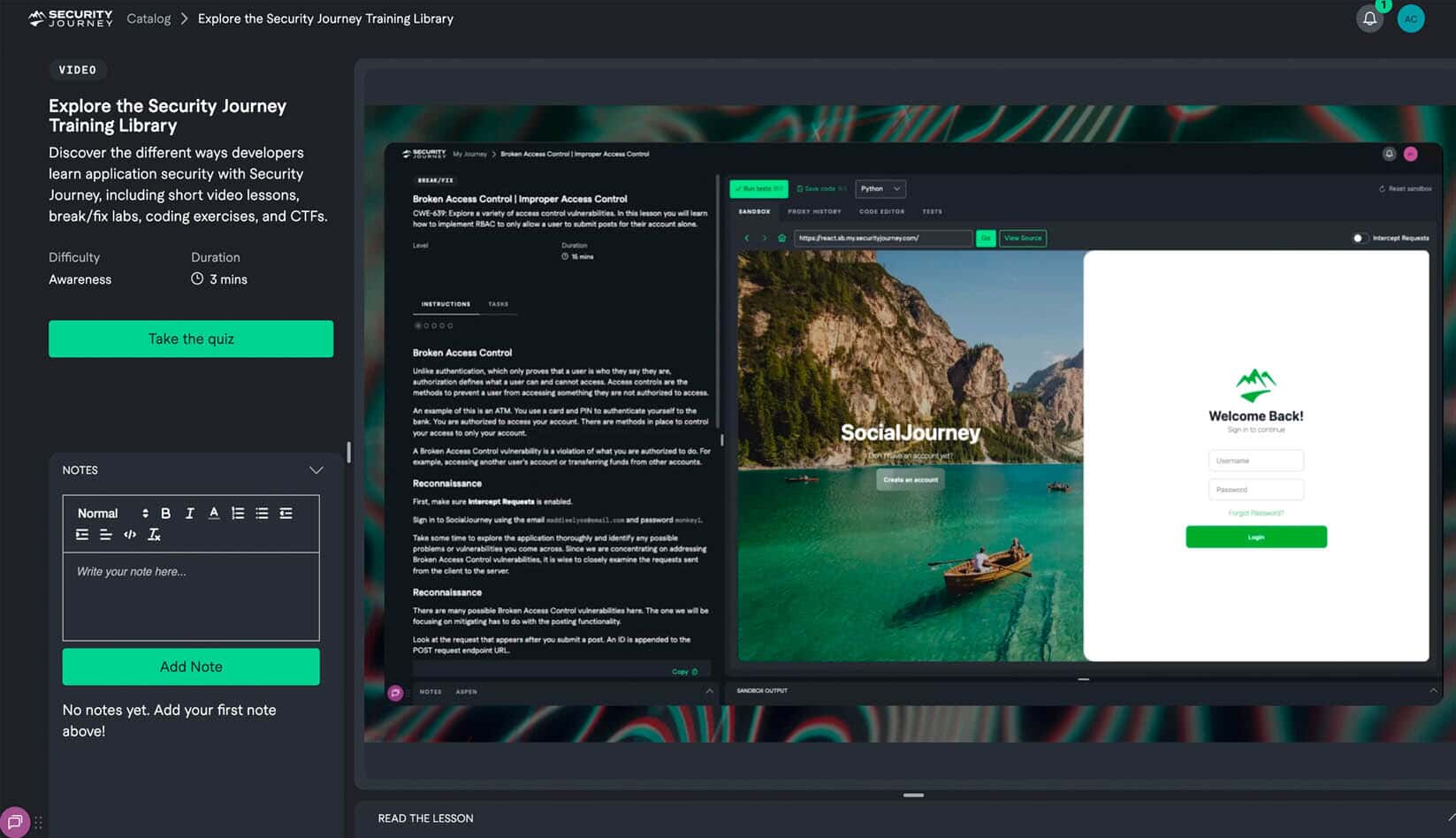 Security Journey Video-based Content Note Taking