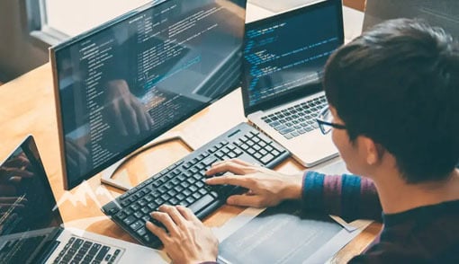 Developer working at computer