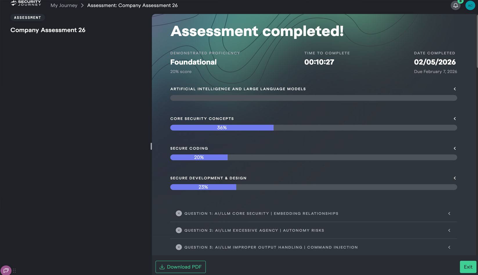 Security Journey Assessment Question